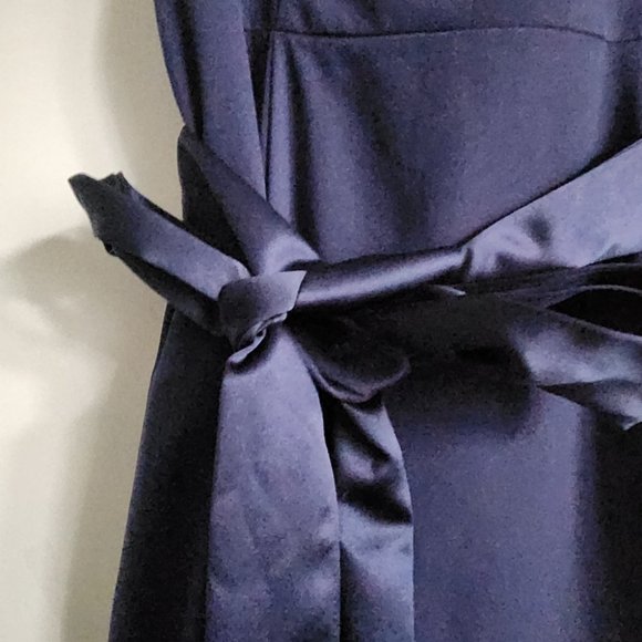 VERA WANG | V-Wire Crepe Mermaid Bridesmaid Dress VW360453 MARINE navy Sz 12 - Picture 6 of 10